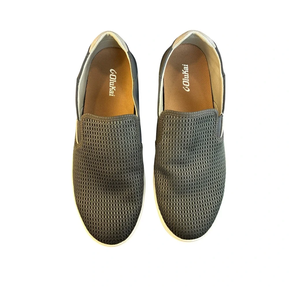 OluKai Lae'ahi Mens 12 Olive Mesh Slip On Sneakers 10443-2828